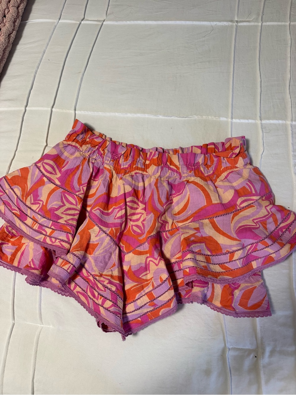 aerie Pink & Orange Printed Ruffle Skort NEVER WORN